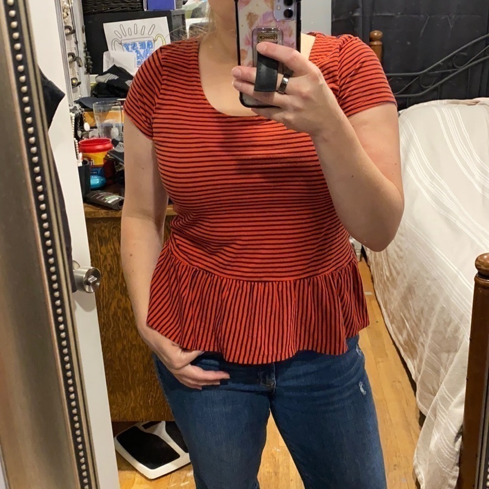 Gap Striped Peplum Tee EUC